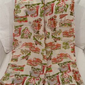 Cynthia Rowley Cream Linen pants with Coral and Olive Floral